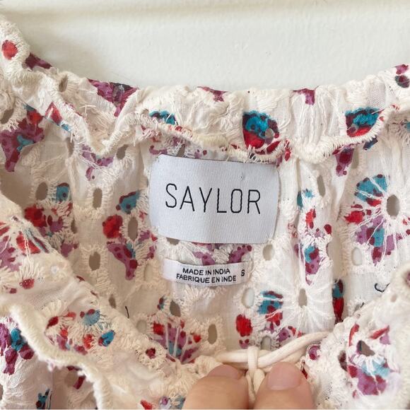 Saylor Renada Floral Eyelet Tassel Halter Off The Shoulder Top S - Picture 11 of 12